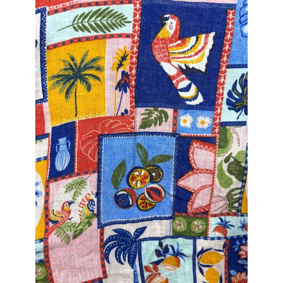 C&C California 100% Linen Womens Top 3X Multicolor Tropical Beachy Island - Picture 4 of 5